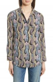 Equipment Slim Signature Python Print Silk Shirt Skylight at Nordstrom